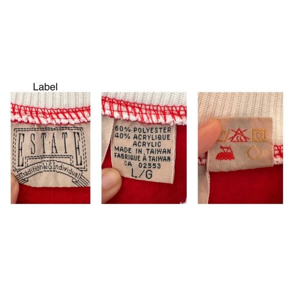 90s vintage red nordic aztec print unisex mens cozy fleece knit pullover sweater - Picture 10 of 10